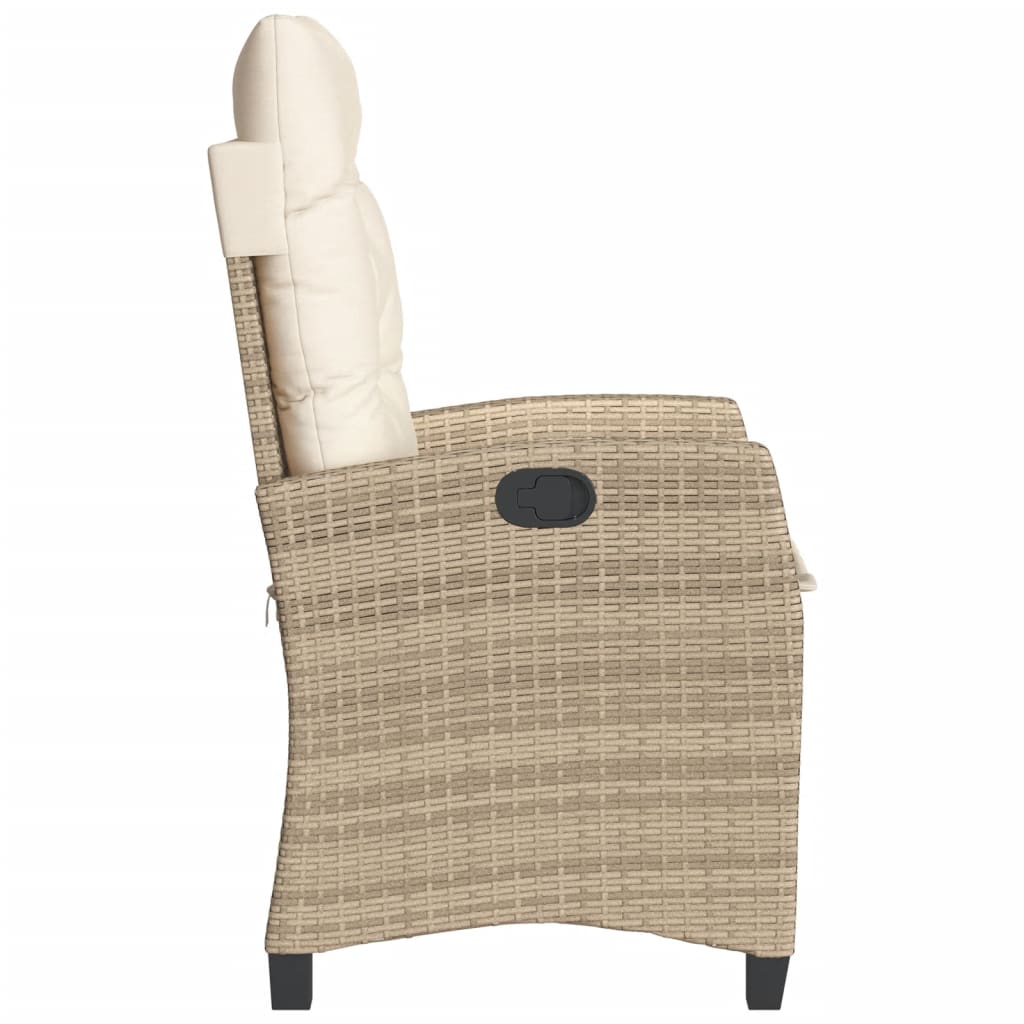 havestol med lænefunktion og hynder polyrattan beige