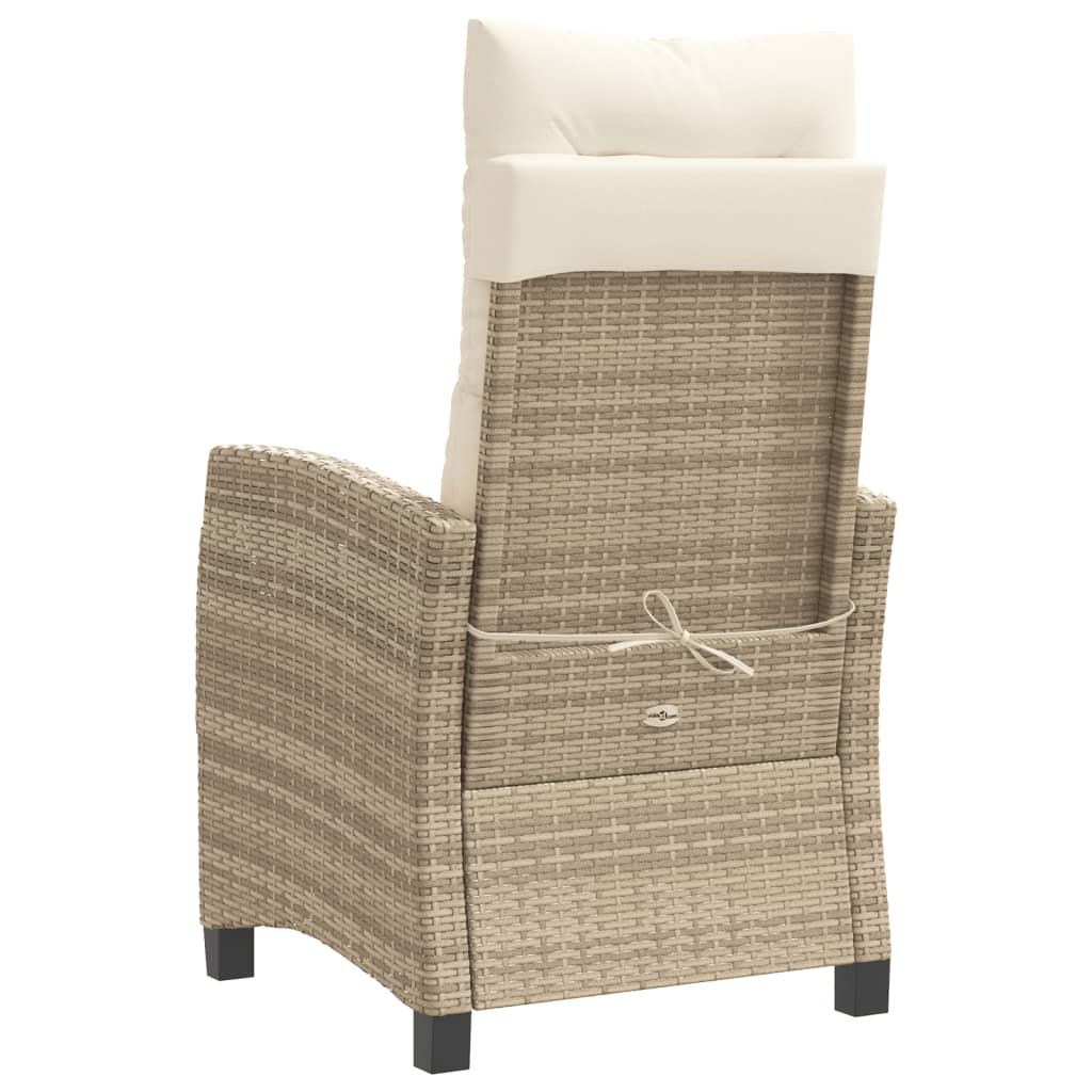 havestol med lænefunktion og hynder polyrattan beige