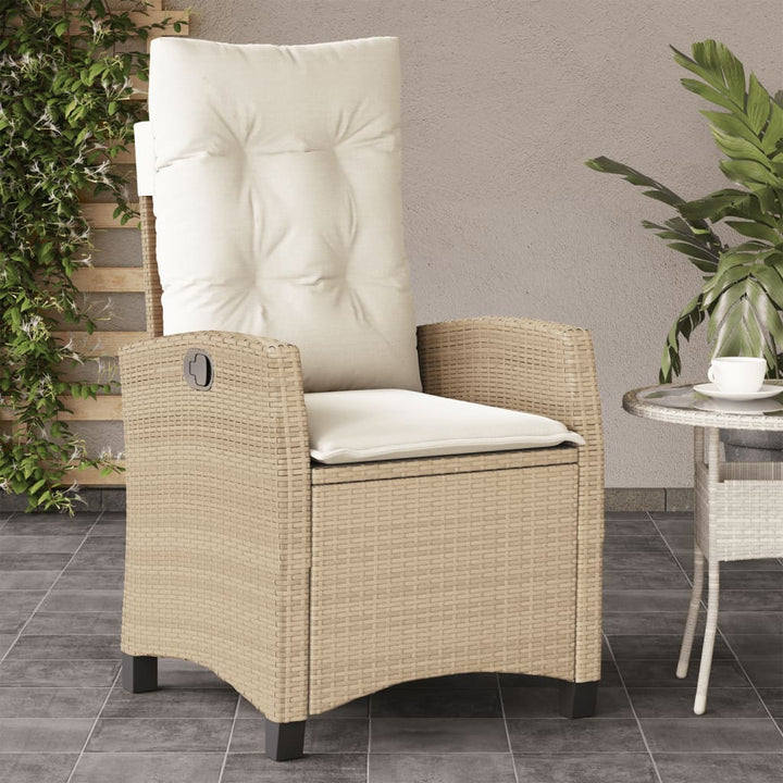 havestol med lænefunktion og hynder polyrattan beige