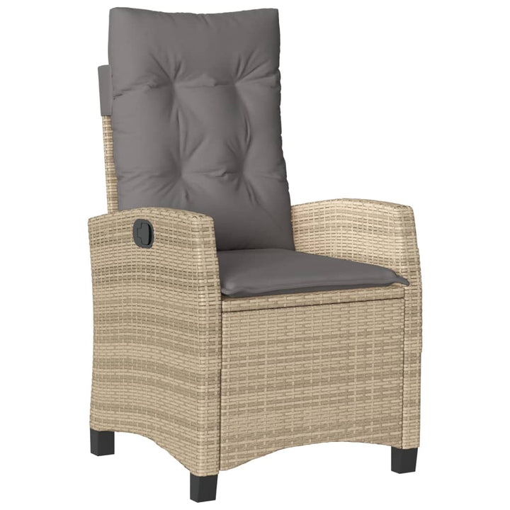 havestol med lænefunktion og hynder polyrattan blandet beige
