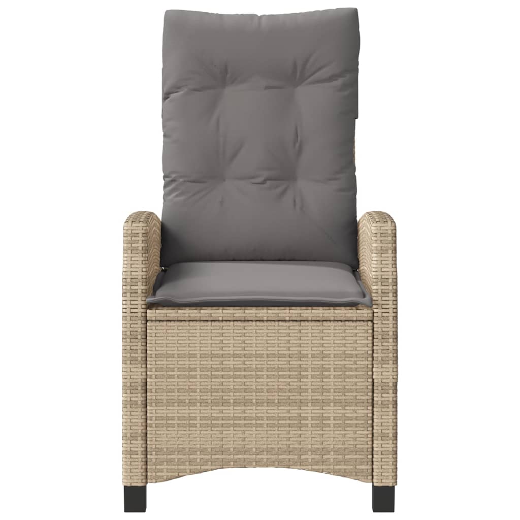 havestol med lænefunktion og hynder polyrattan blandet beige