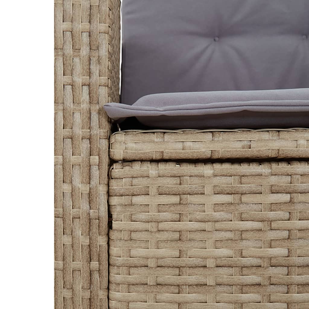 havestol med lænefunktion og hynder polyrattan blandet beige