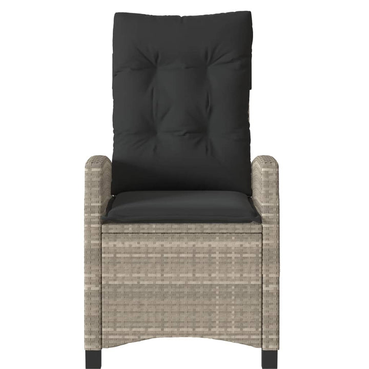 havestol med lænefunktion og hynder polyrattan lysegrå