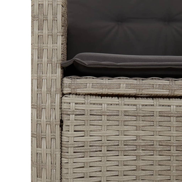 havestol med lænefunktion og hynder polyrattan lysegrå