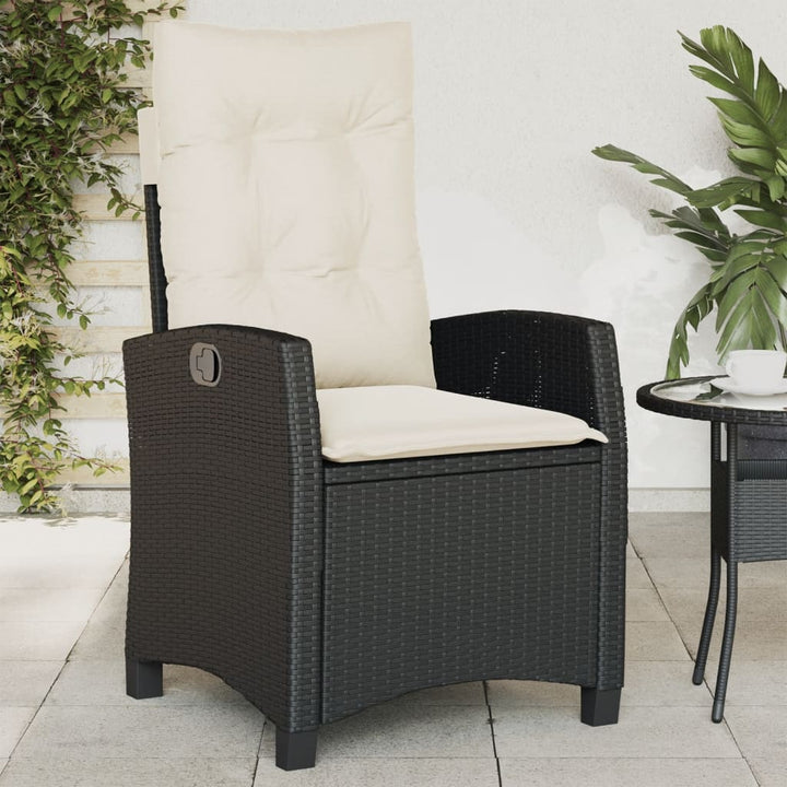 havestole med hynder 2 stk. justerbart ryglæn polyrattan sort