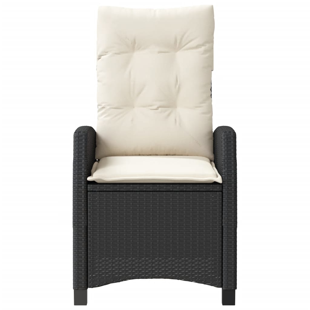 havestole med hynder 2 stk. justerbart ryglæn polyrattan sort