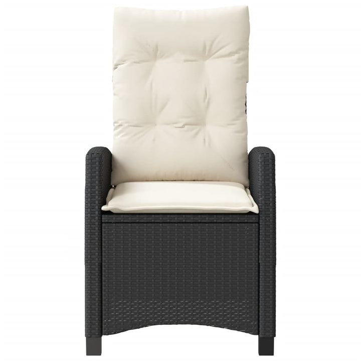 havestole med hynder 2 stk. justerbart ryglæn polyrattan sort