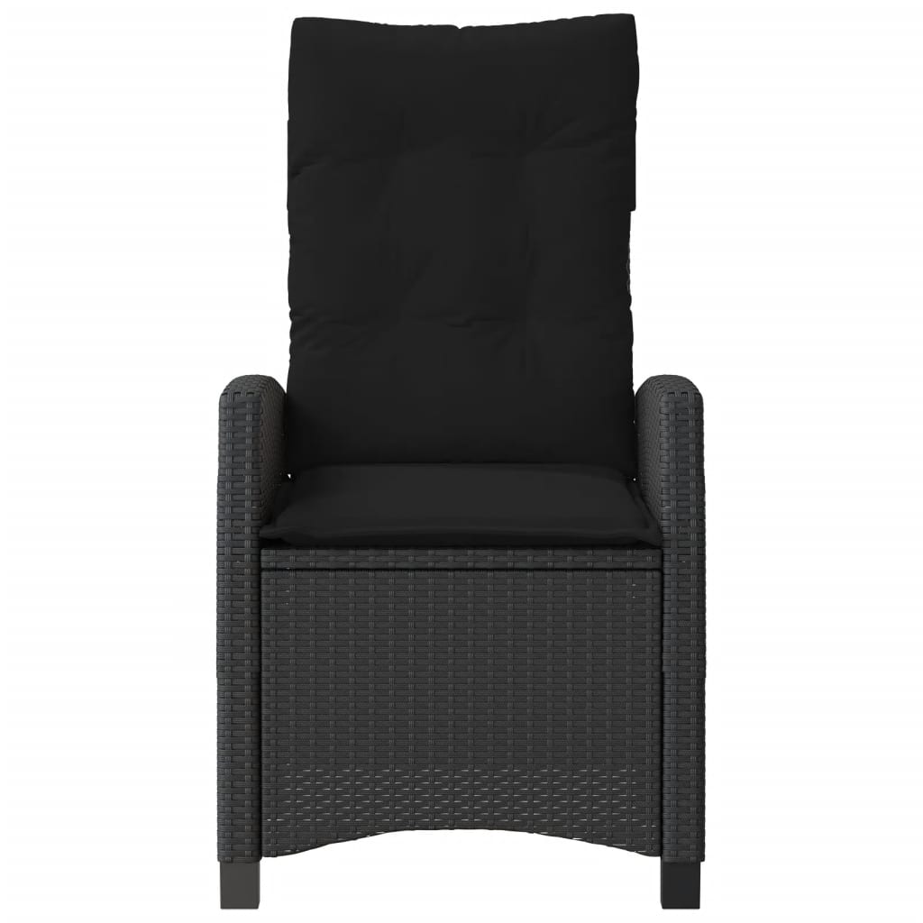 havestole med hynder 2 stk. justerbart ryglæn polyrattan sort