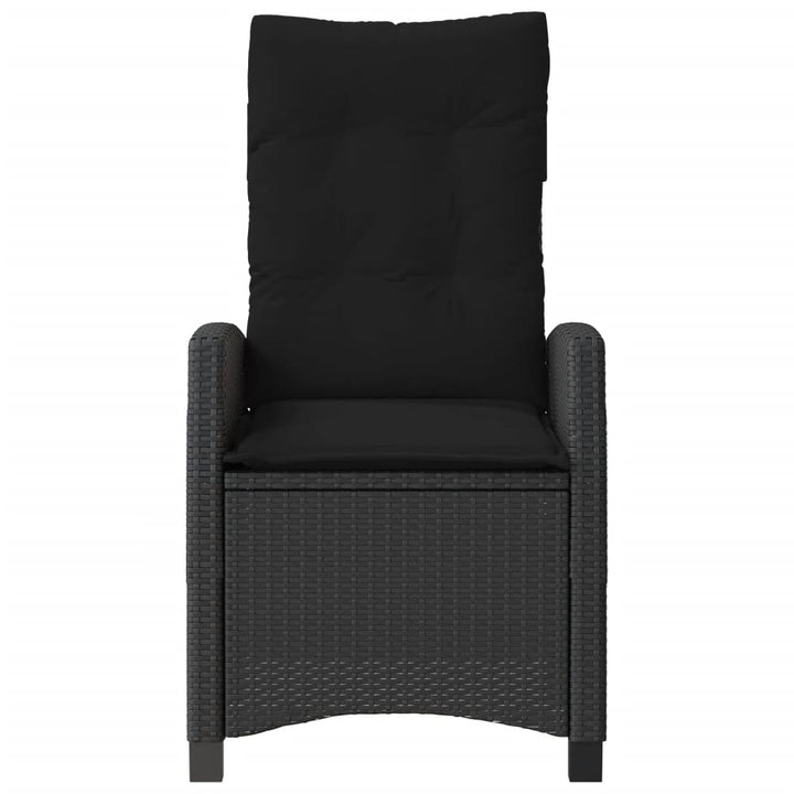 havestole med hynder 2 stk. justerbart ryglæn polyrattan sort