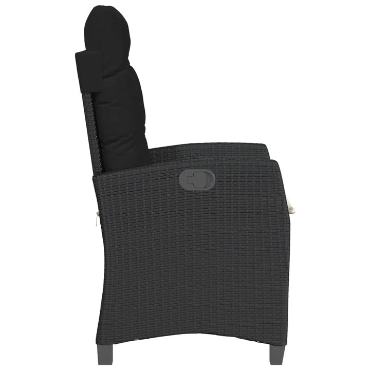 havestole med hynder 2 stk. justerbart ryglæn polyrattan sort
