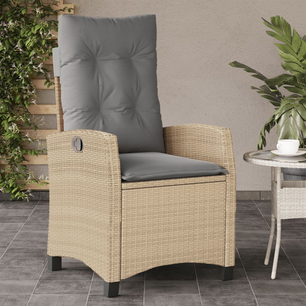 havestole 2 stk. lænefunktion + hynder polyrattan blandet beige