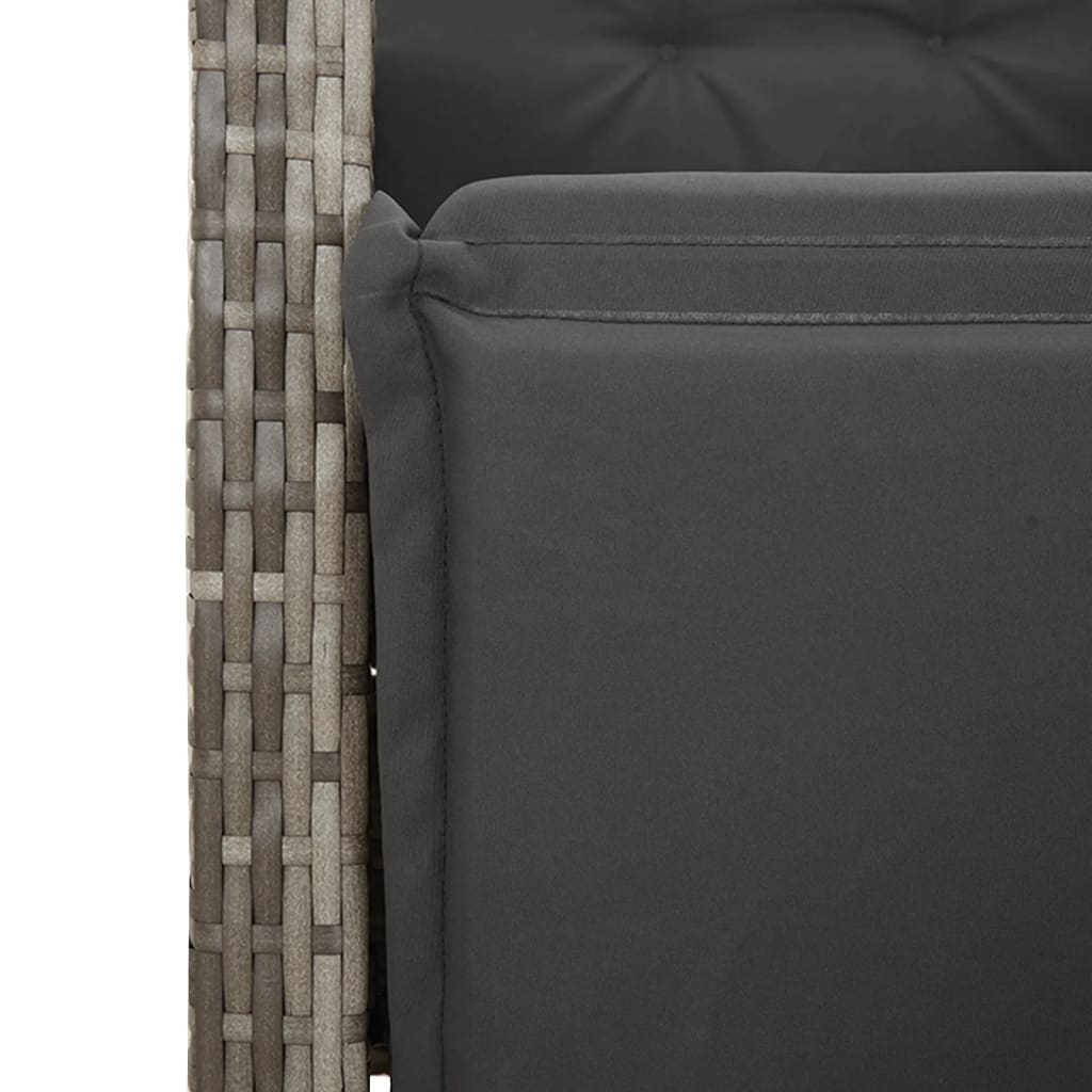 havestol med justerbart ryglæn og fodstøtte polyrattan grå