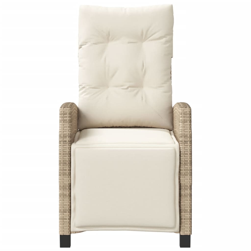havestol med lænefunktion og fodstøtte polyrattan beige