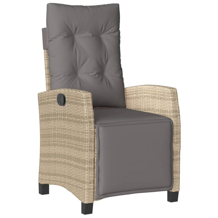 havestol med lænefunktion og fodstøtte polyrattan blandet beige