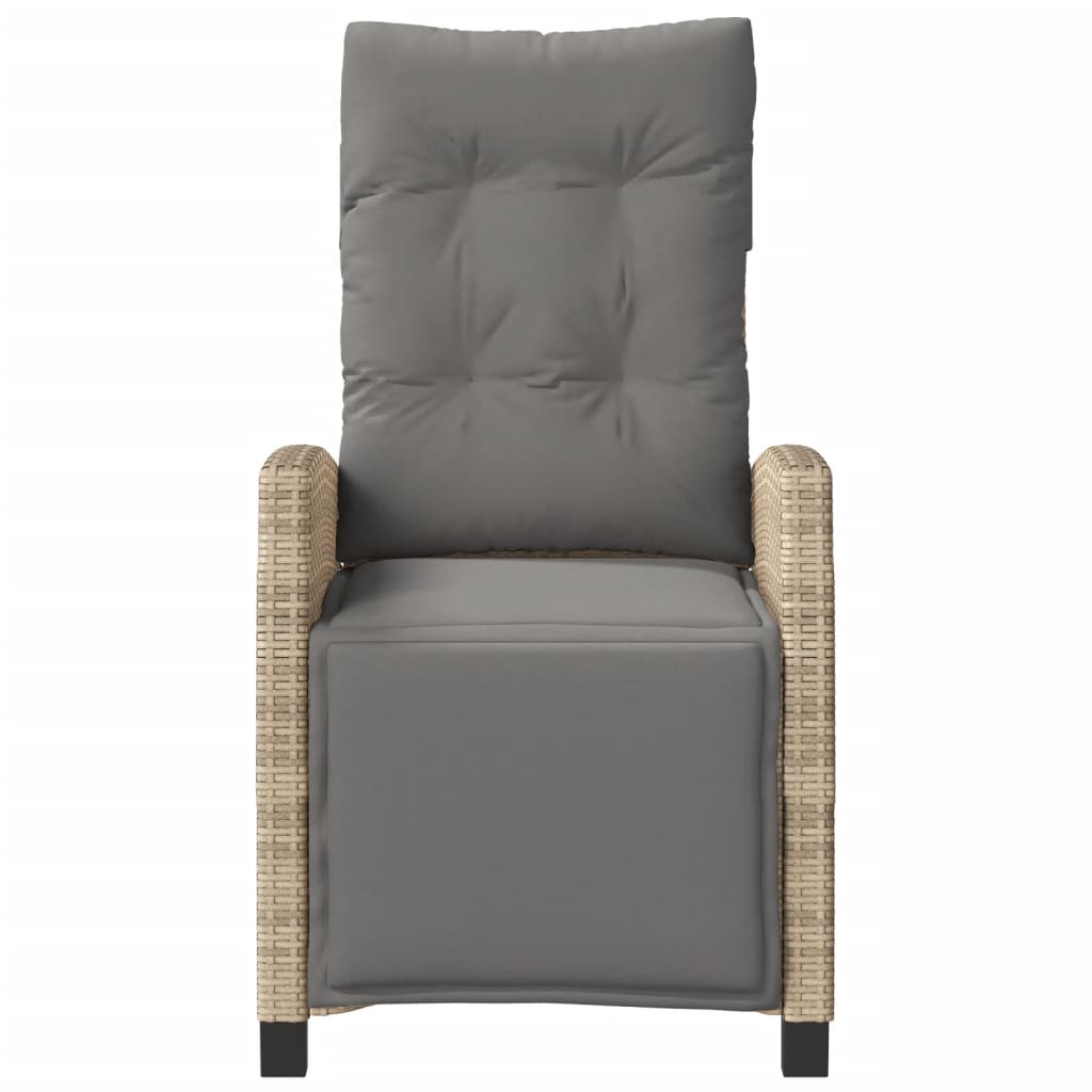 havestol med lænefunktion og fodstøtte polyrattan blandet beige