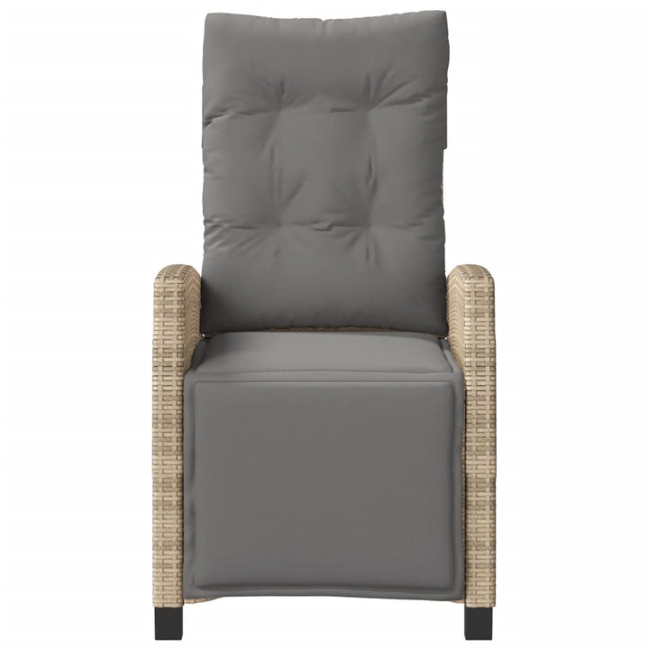 havestol med lænefunktion og fodstøtte polyrattan blandet beige