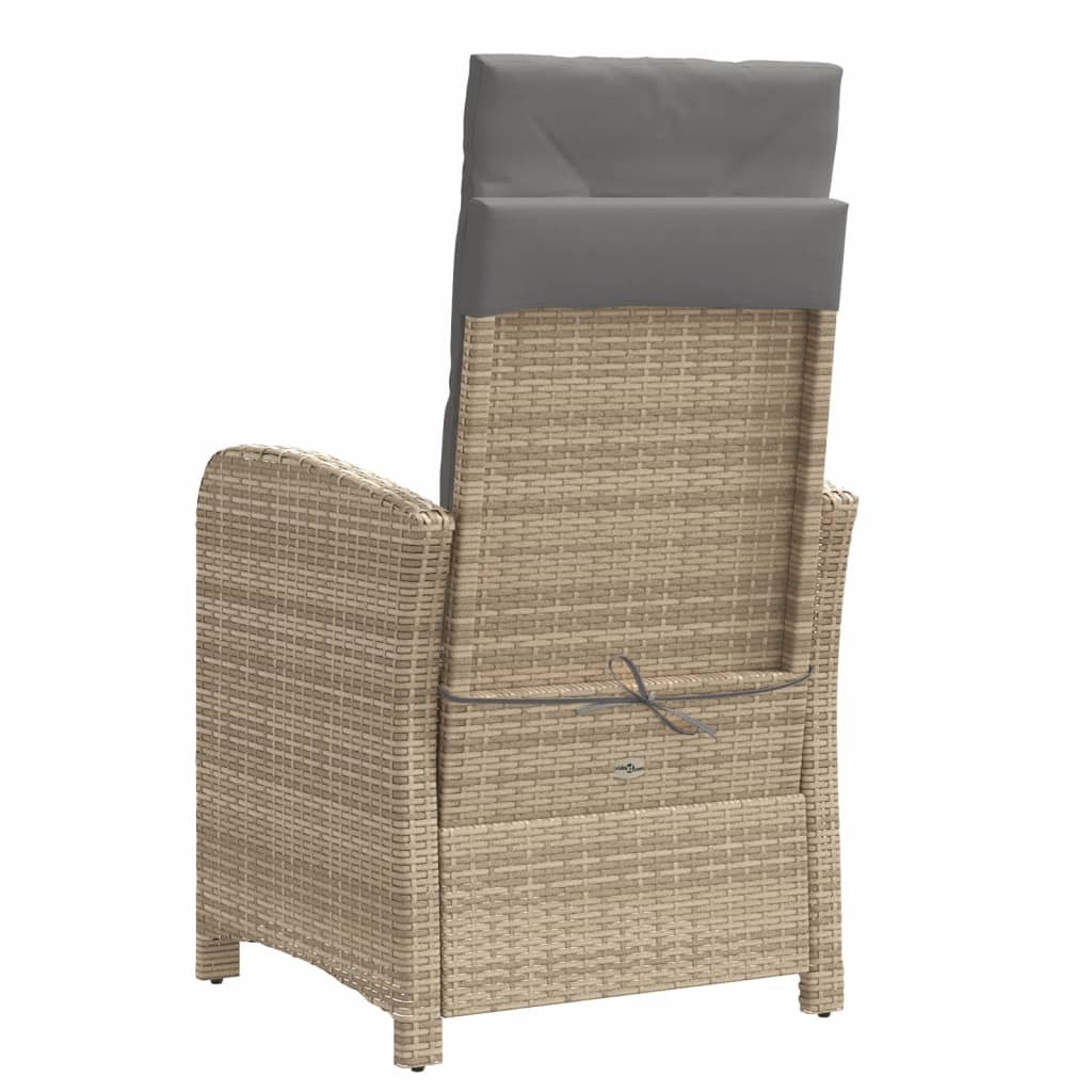 havestol med lænefunktion og fodstøtte polyrattan blandet beige