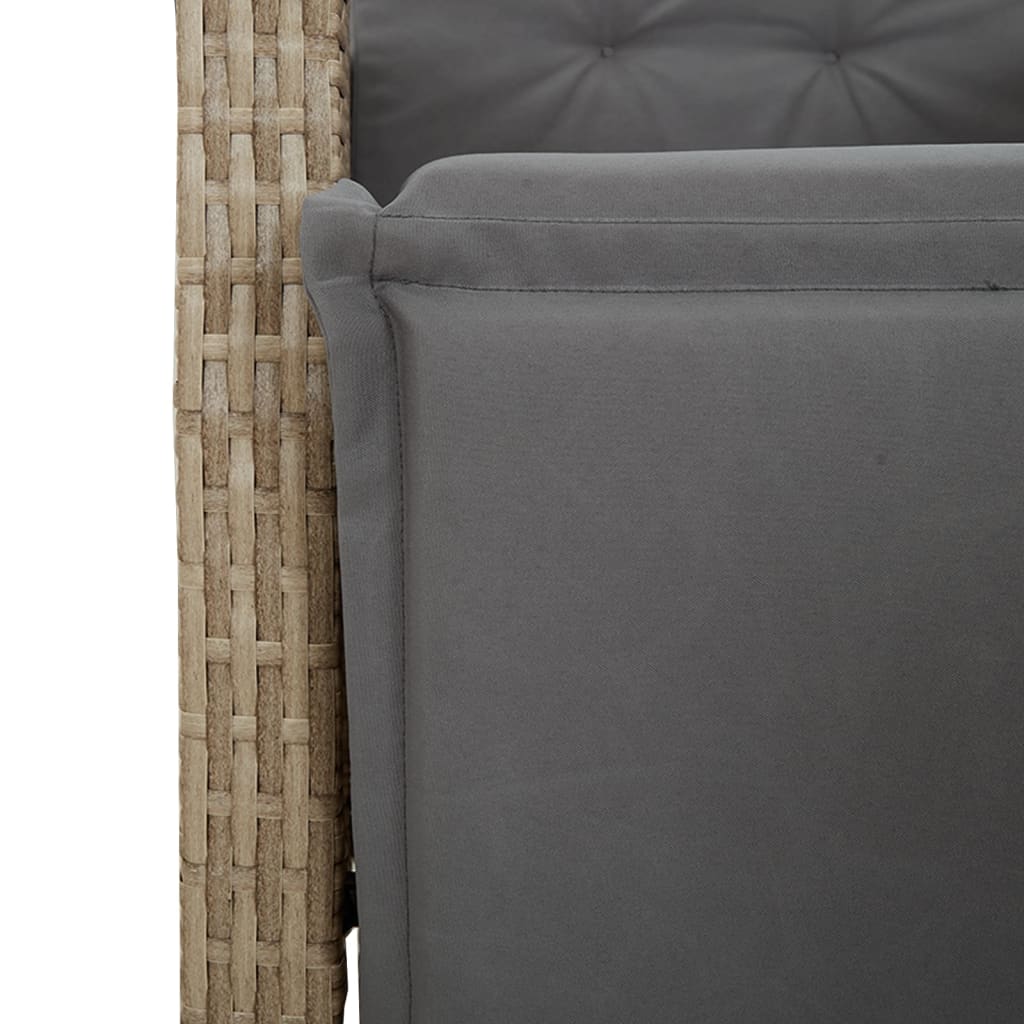 havestol med lænefunktion og fodstøtte polyrattan blandet beige