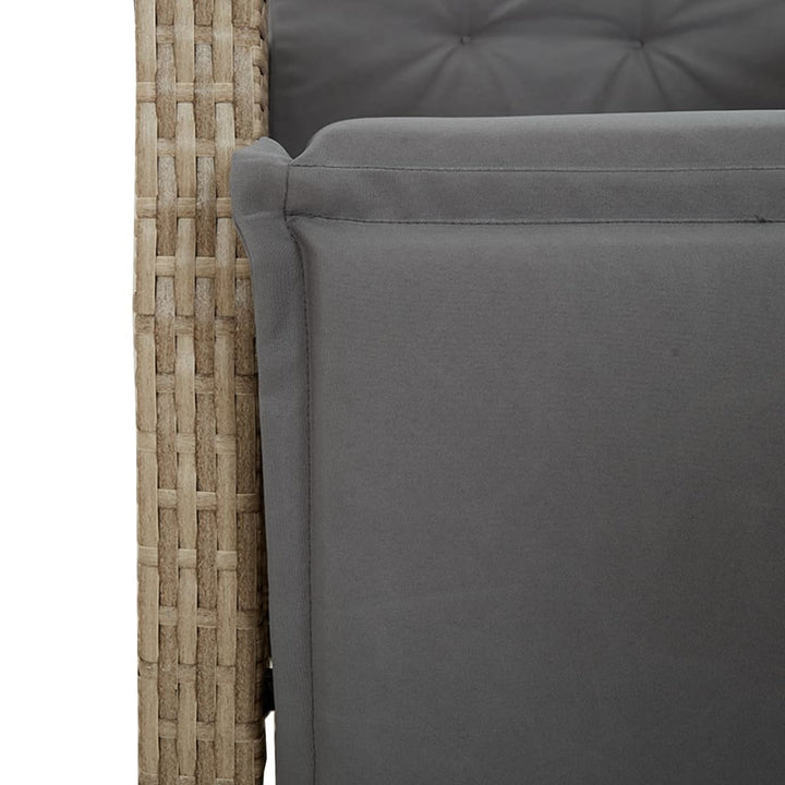 havestol med lænefunktion og fodstøtte polyrattan blandet beige