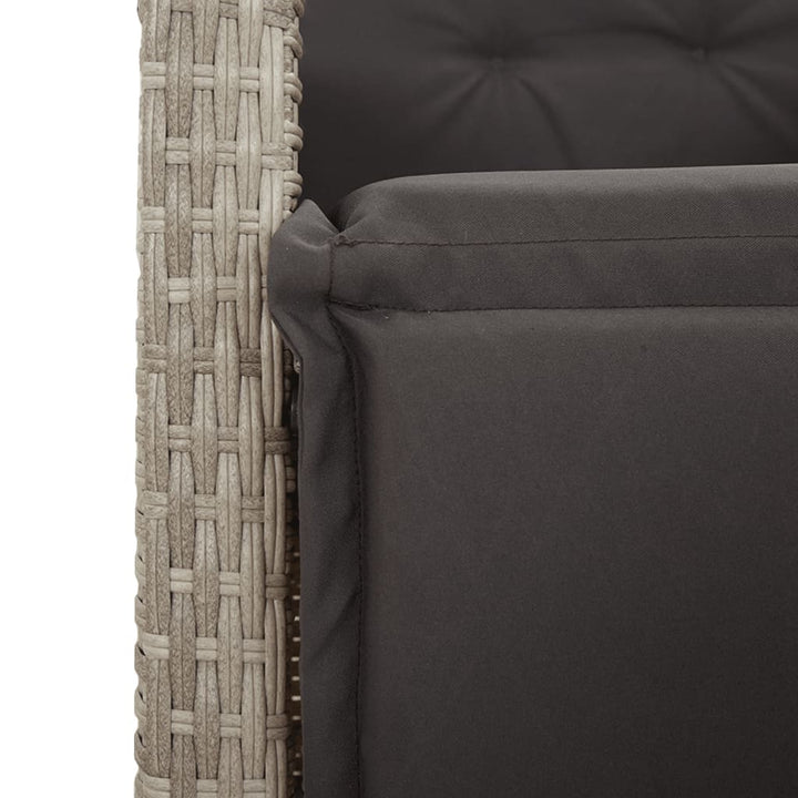 havestol med lænefunktion og fodstøtte polyrattan lysegrå
