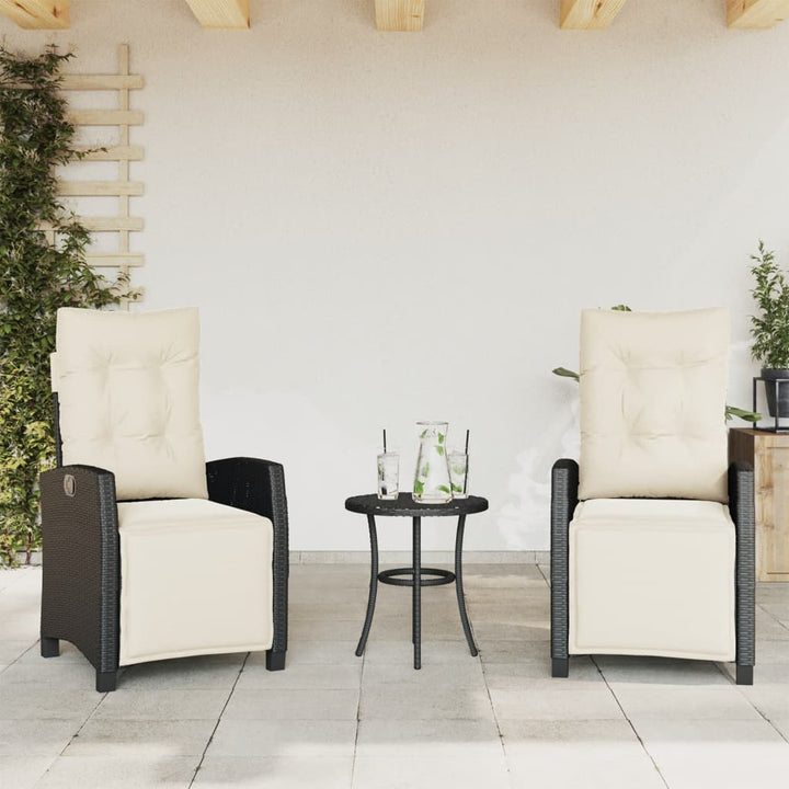 havestole 2 stk. med lænefunktion og fodstøtte polyrattan sort