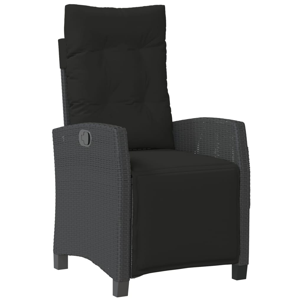 havestole 2 stk. med lænefunktion og fodstøtte polyrattan sort
