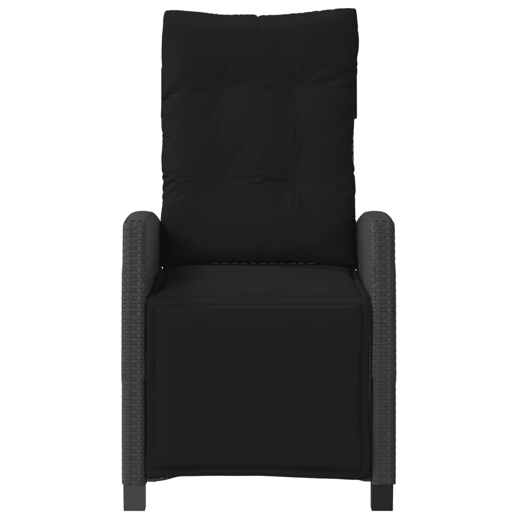 havestole 2 stk. med lænefunktion og fodstøtte polyrattan sort