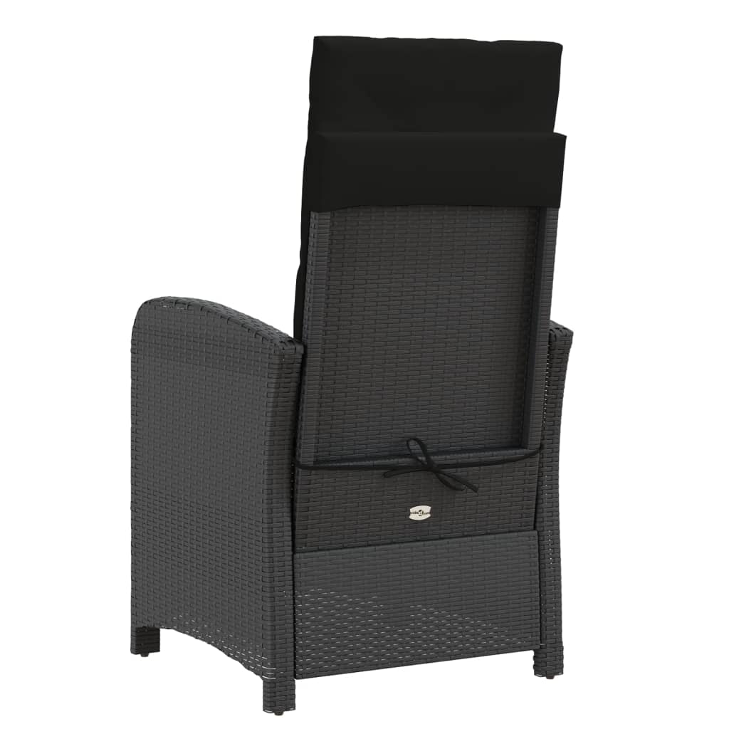 havestole 2 stk. med lænefunktion og fodstøtte polyrattan sort