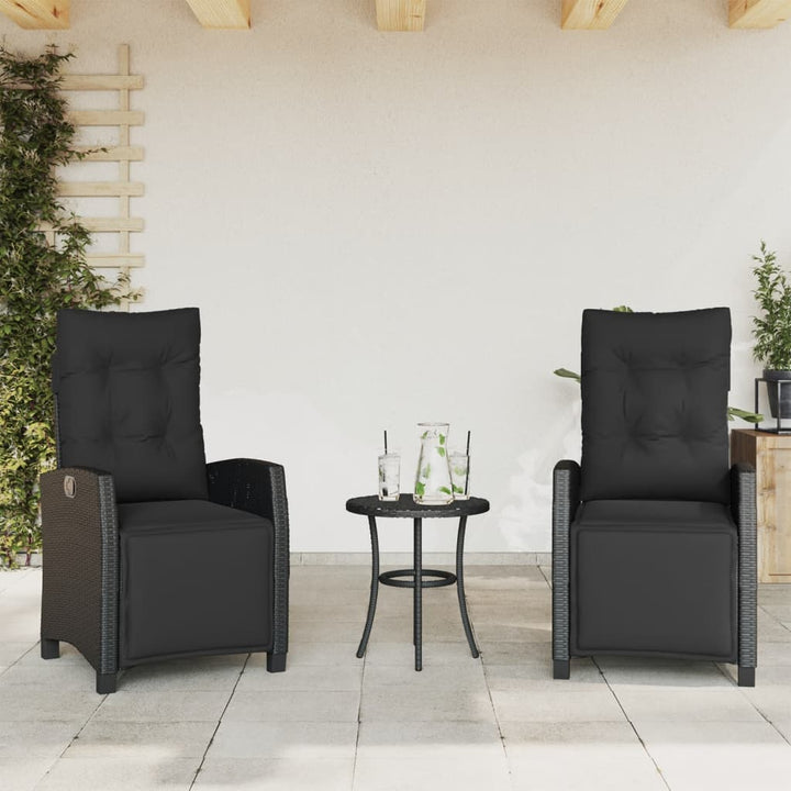 havestole 2 stk. med lænefunktion og fodstøtte polyrattan sort