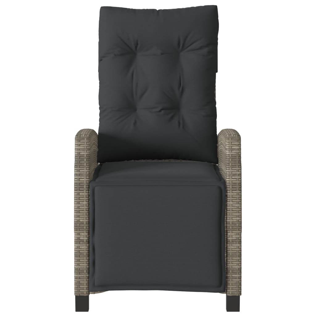 havestole 2 stk. med lænefunktion og fodstøtte polyrattan grå