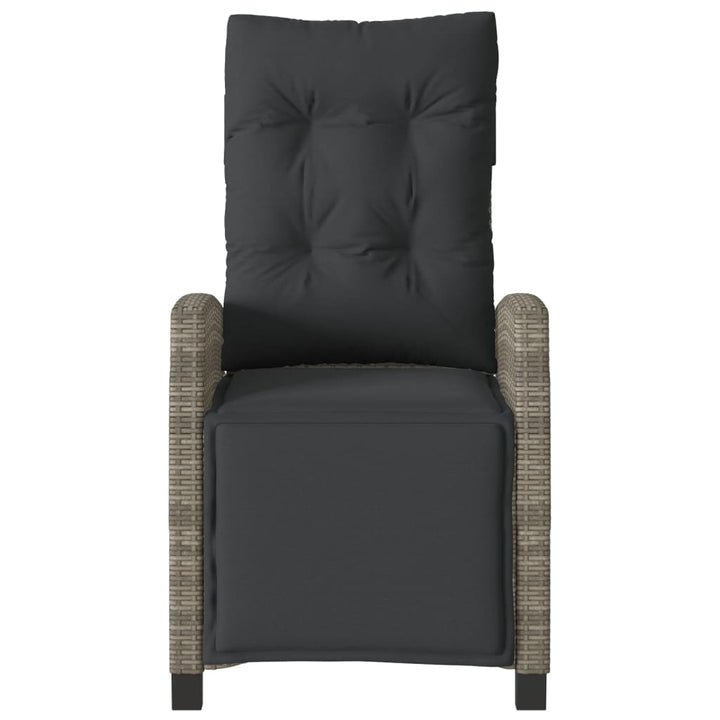 havestole 2 stk. med lænefunktion og fodstøtte polyrattan grå
