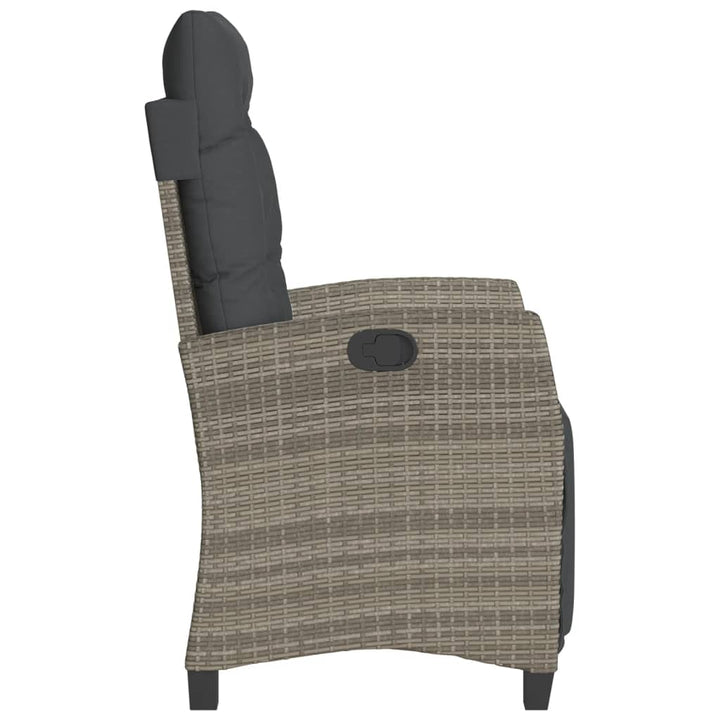 havestole 2 stk. med lænefunktion og fodstøtte polyrattan grå