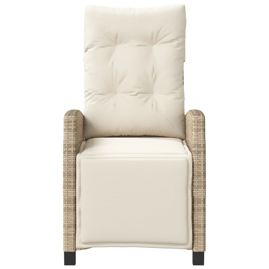 havestole 2 stk. med lænefunktion og fodstøtte polyrattan beige
