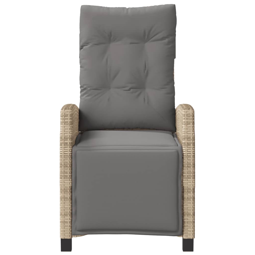 havestole 2 stk. lænefunktion og fodstøtte polyrattan beige