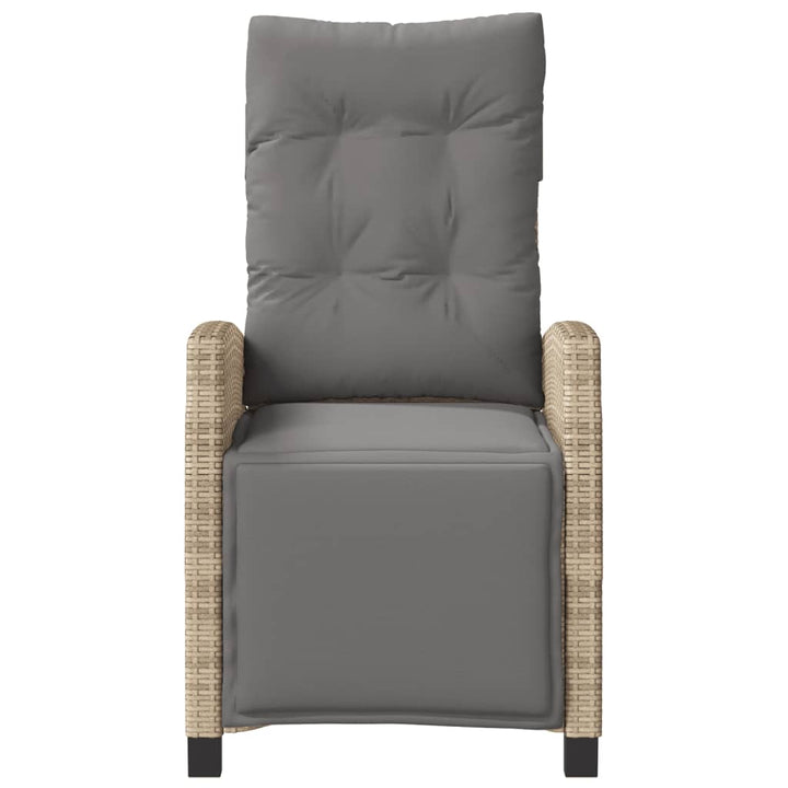 havestole 2 stk. lænefunktion og fodstøtte polyrattan beige