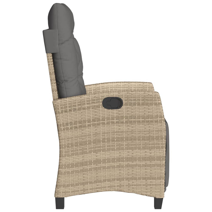 havestole 2 stk. lænefunktion og fodstøtte polyrattan beige