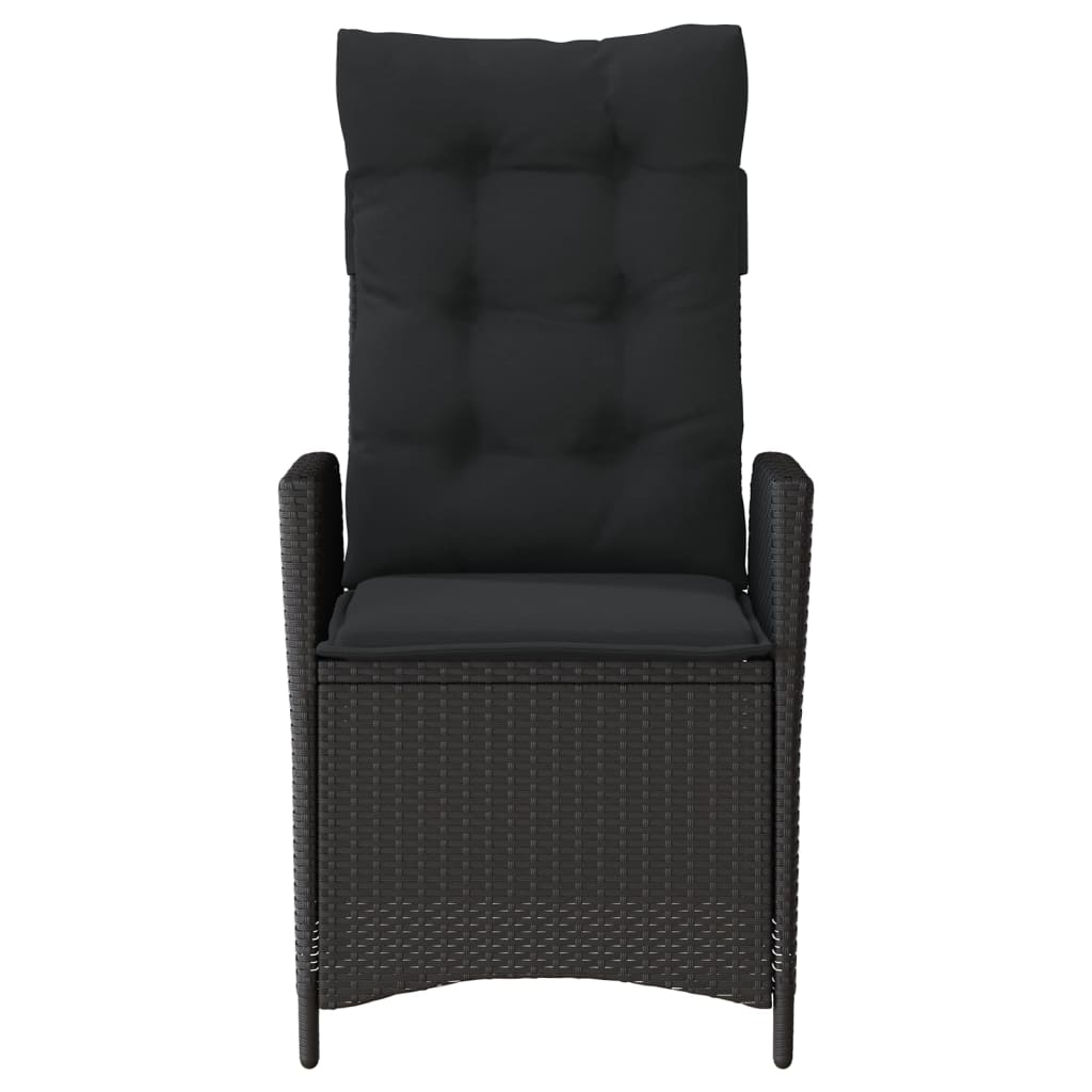 havestol med hynder justerbart ryglæn polyrattan sort