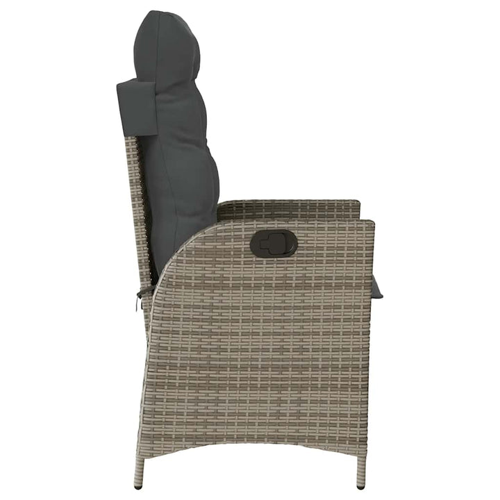 havestol med hynder justerbart ryglæn polyrattan grå