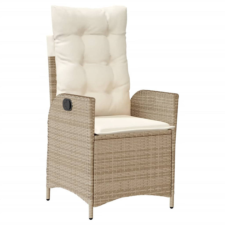 havestol med lænefunktion og hynder polyrattan beige