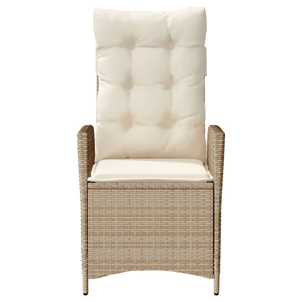 havestol med lænefunktion og hynder polyrattan beige