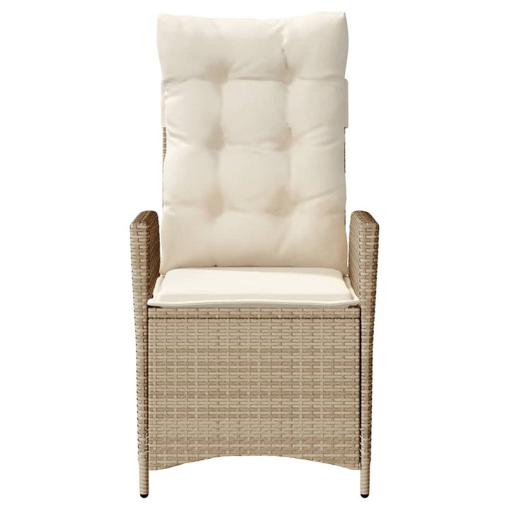 havestol med lænefunktion og hynder polyrattan beige