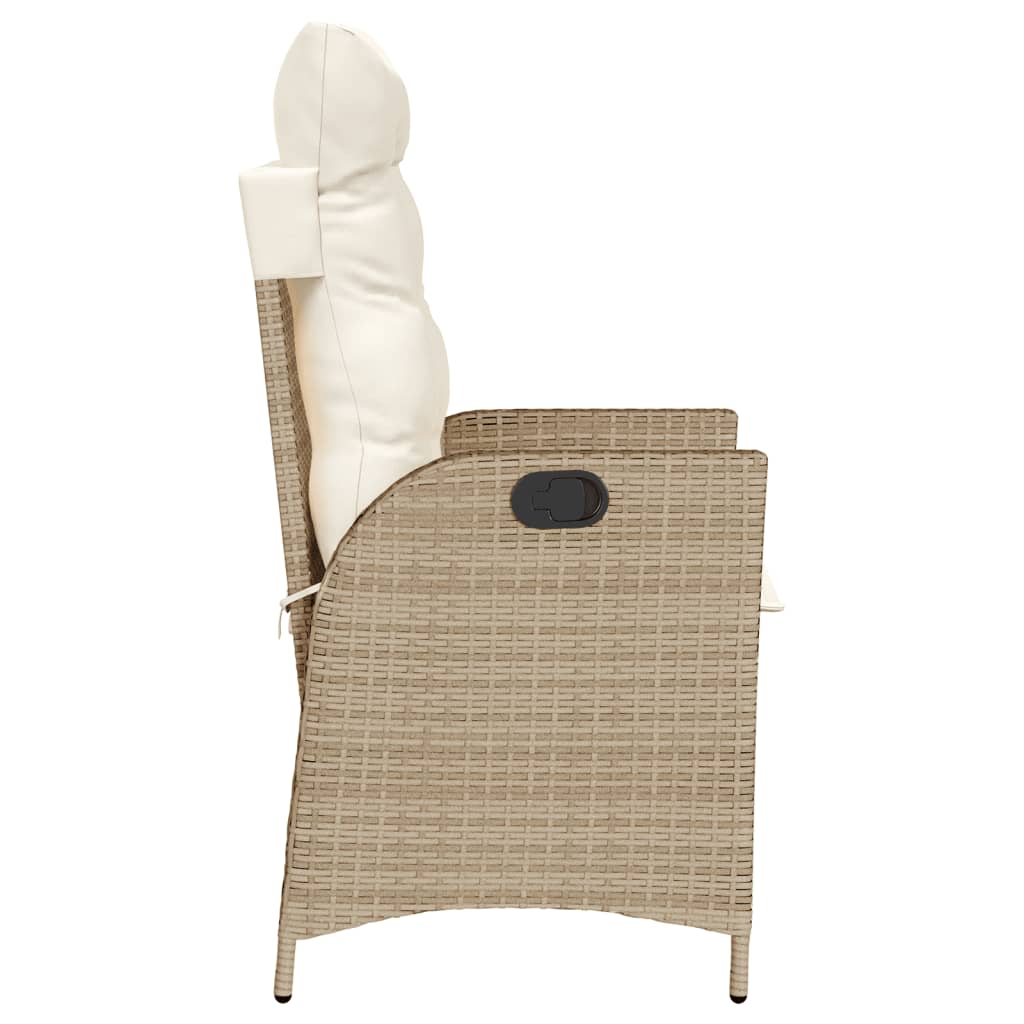 havestol med lænefunktion og hynder polyrattan beige