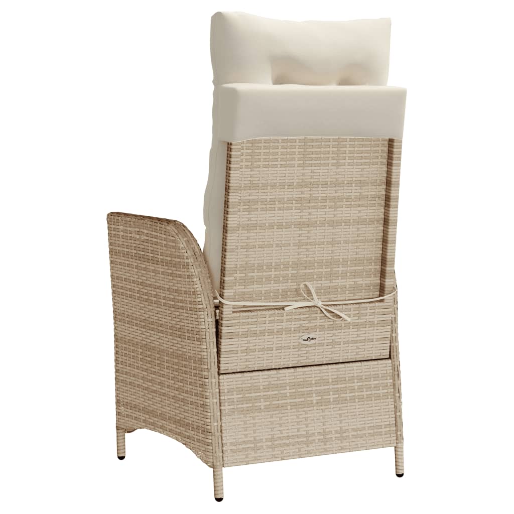 havestol med lænefunktion og hynder polyrattan beige