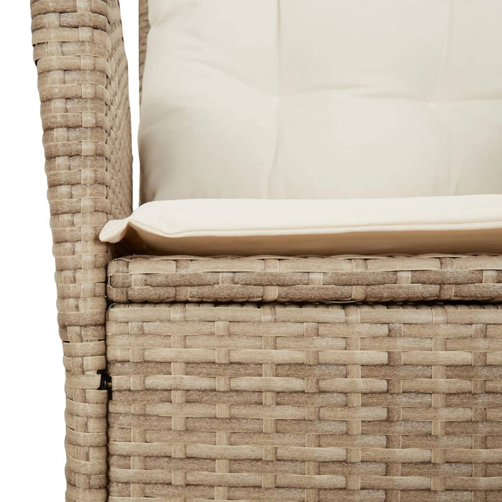 havestol med lænefunktion og hynder polyrattan beige