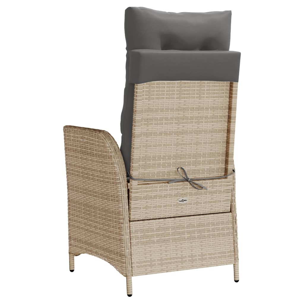 havestol med lænefunktion og hynder polyrattan blandet beige