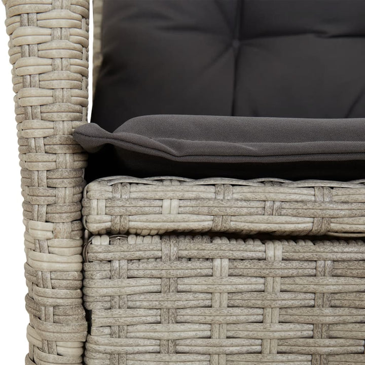 havestol med lænefunktion og hynder polyrattan lysegrå