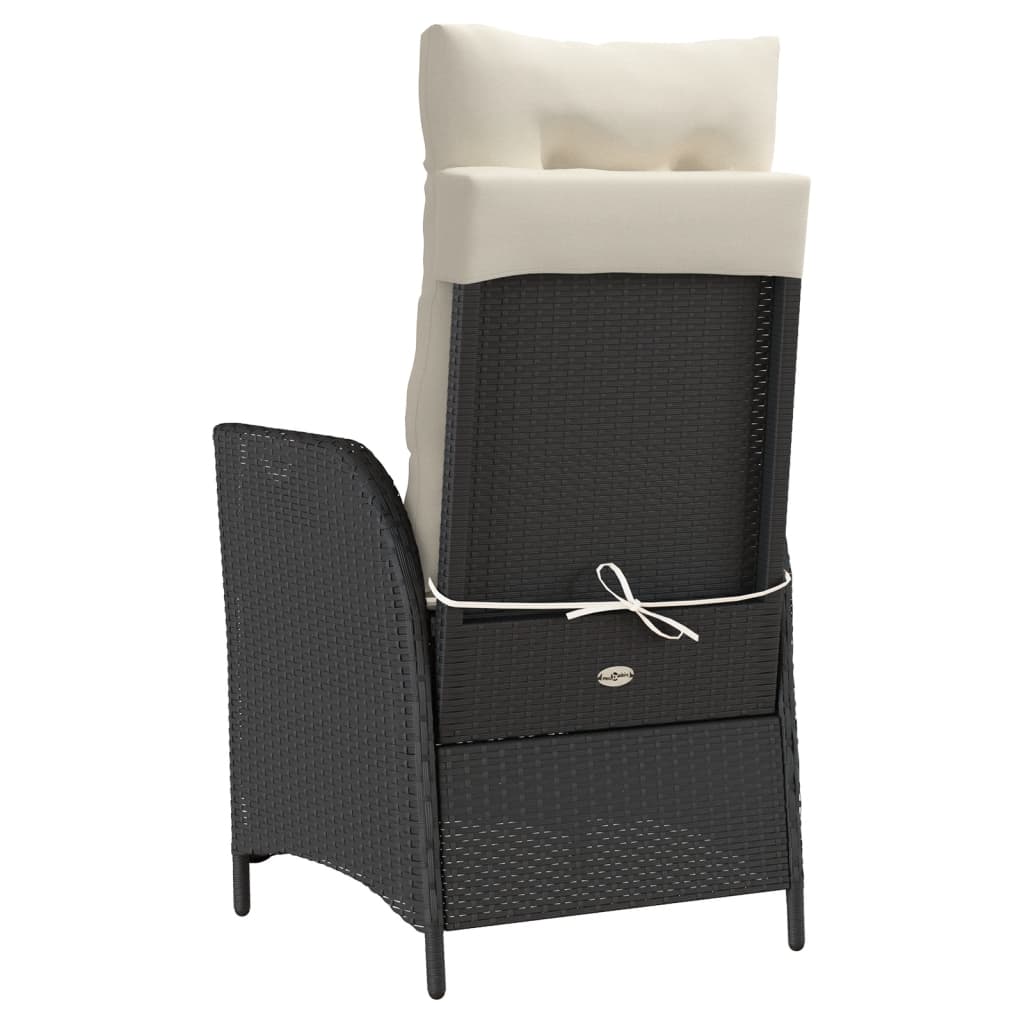 havestole med hynder 2 stk. justerbart ryglæn polyrattan sort