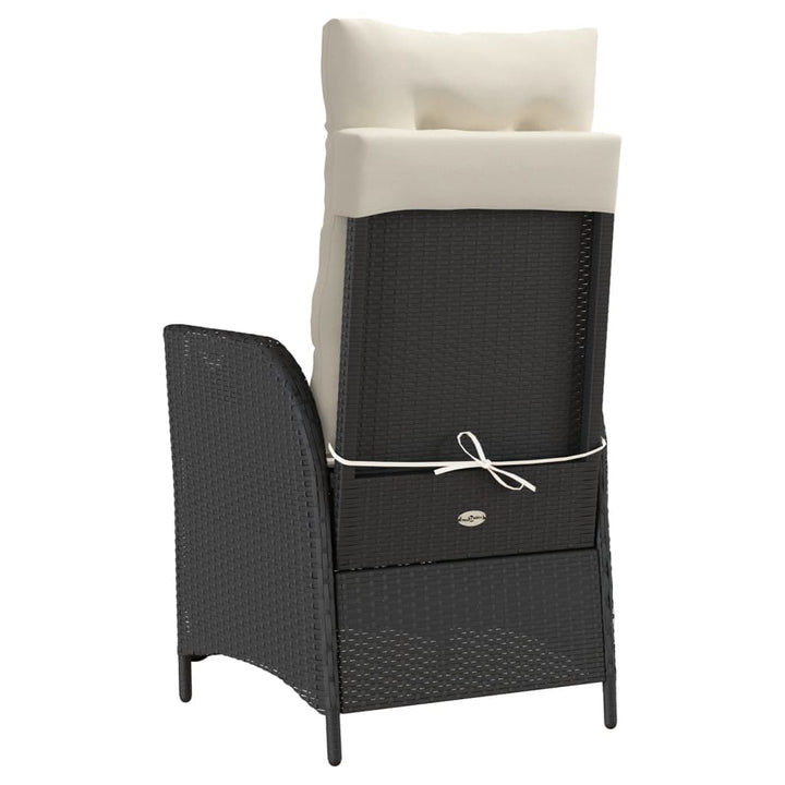 havestole med hynder 2 stk. justerbart ryglæn polyrattan sort