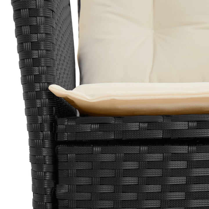 havestole med hynder 2 stk. justerbart ryglæn polyrattan sort