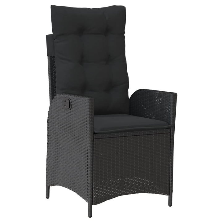 havestole med hynder 2 stk. justerbart ryglæn polyrattan sort